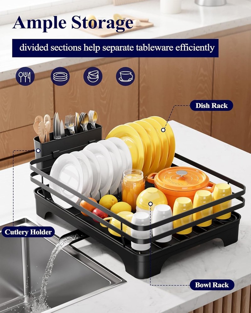 Dish Drying Rack - Multi-Functional Dish Rack for Kitchen Counter
