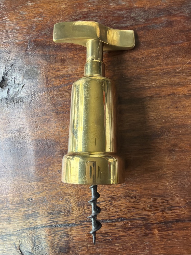 Mid Century Italian Solid Brass Closed Barrel Corkscrew