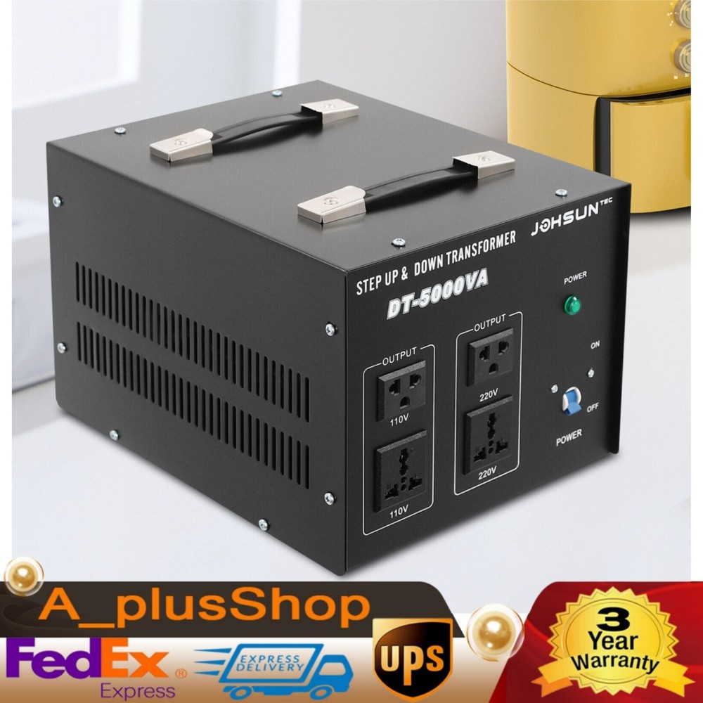 5kw Step Up/Down Heavy Duty Electrical Power Voltage Converter Transformer Black