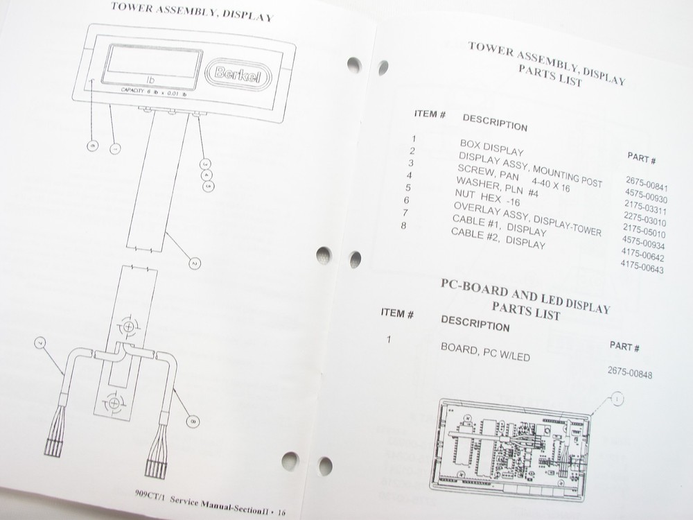 Berkel 909CT/1 Electronic Digital Scale Section Service Manual