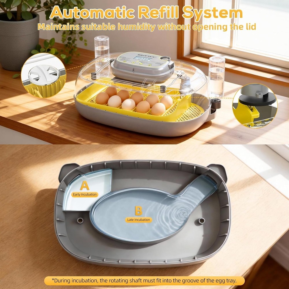 Automatic Egg Incubator - 24 Egg Capacity with Smart Temp Control & 360° View