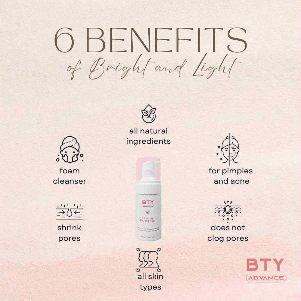 BTY Advance 3-Step Skincare Bundle Cleanse Hydrate Protect Mousse SPF Mask