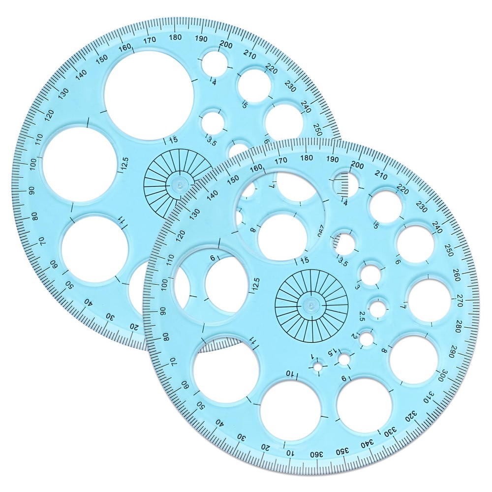 2 Pcs Plastic Geometric Circle Template Stencil Drawing Ruler MultiFunction
