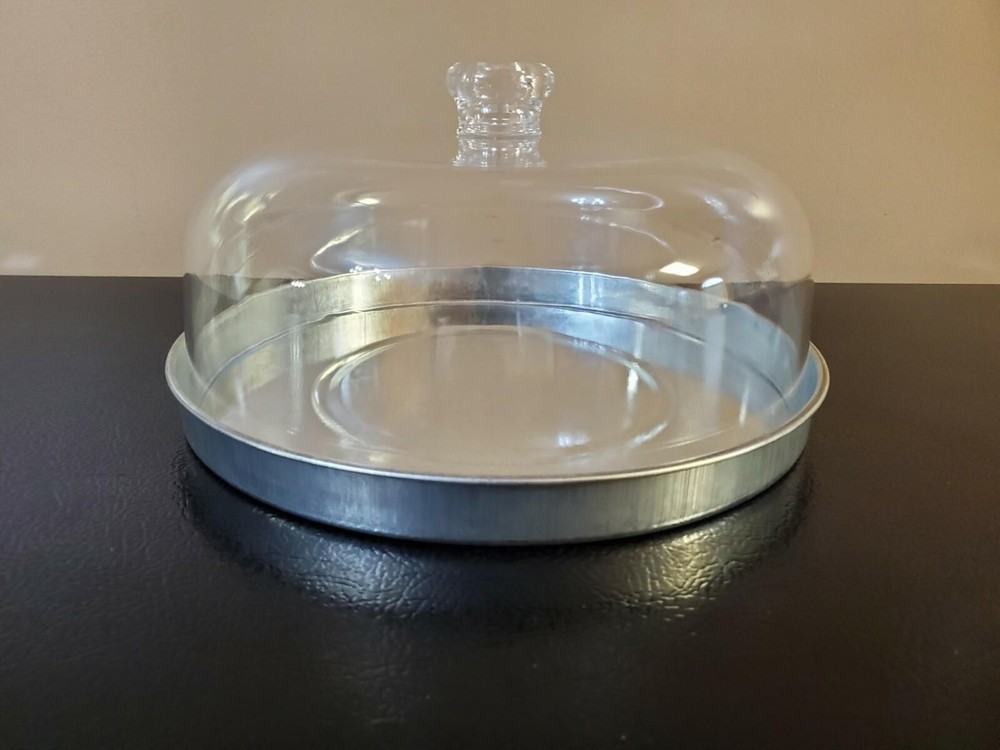 Cake Pie Plate Galvanized Serving Tray with Dome Godinger
