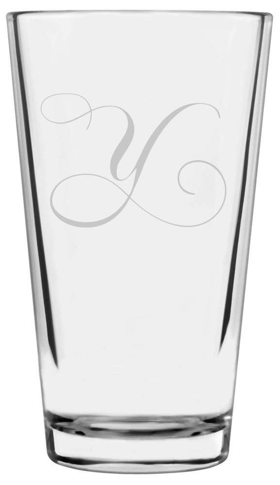 16oz Chopin Script Cursive Y Monogram Pint Drinking Glass