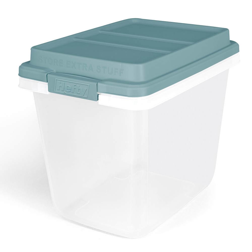 Hefty 6 Pack 32 Quart Lift Off Stackable Plastic Storage Bin and Lid, Clear/Gray