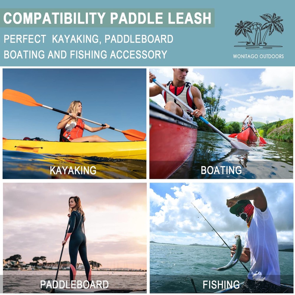 WONITAGO Stretchable Kayak Paddle Leash, Coiled Rod 49-75"(1 Pack), Green