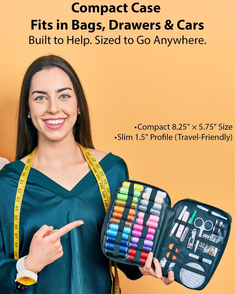 Vellostar Sewing Kit for Adults & Medium (24 Threads), Standard Black