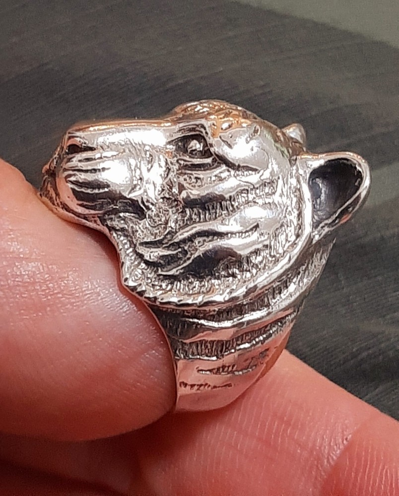 925 SILVER RING Men SEAL Tiger Ring Sterling Man $