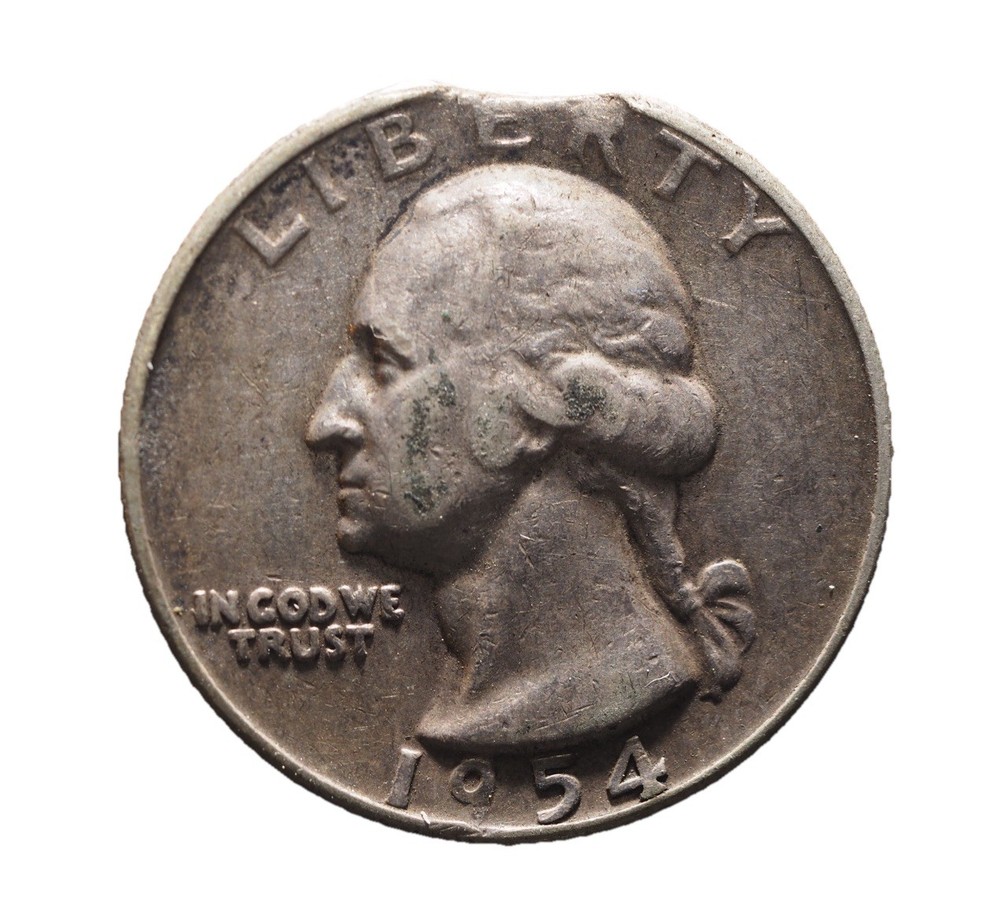 1954 Washington Silver Quarter, VF, Clip Error