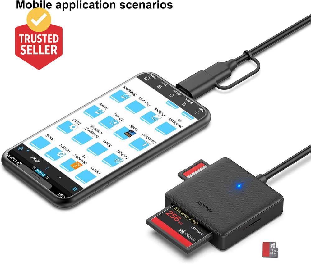 Memory Card Reader, 4In1 USB 3.0 and USB-C to SD Micro SD MS CF Card Reader Ada