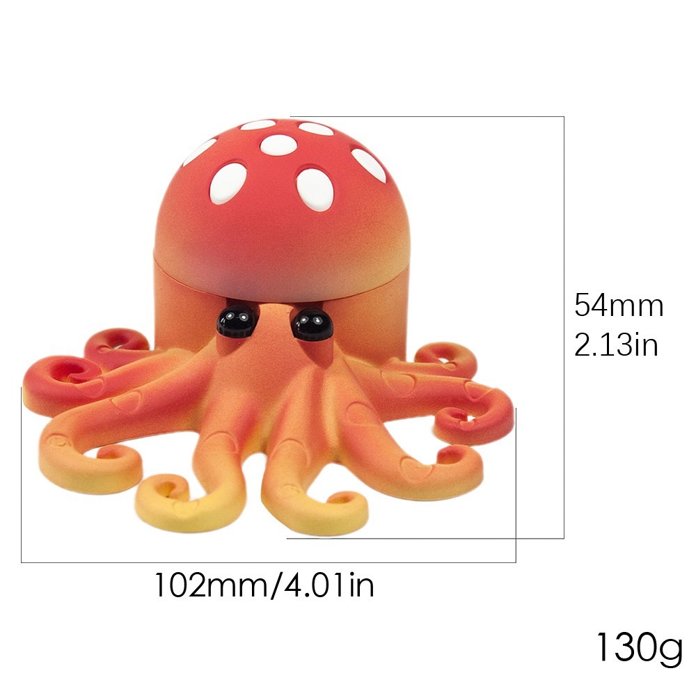 Cute Octopus Shape Herb Grinder, 4-Layer Durable Manual Metal Spice Crusher gift