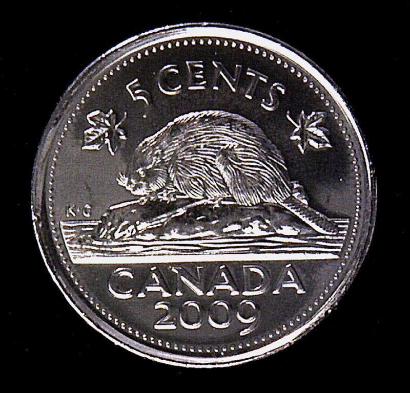 2009 Canada (2-coins) 5 Cent  uncirculated coins from roll