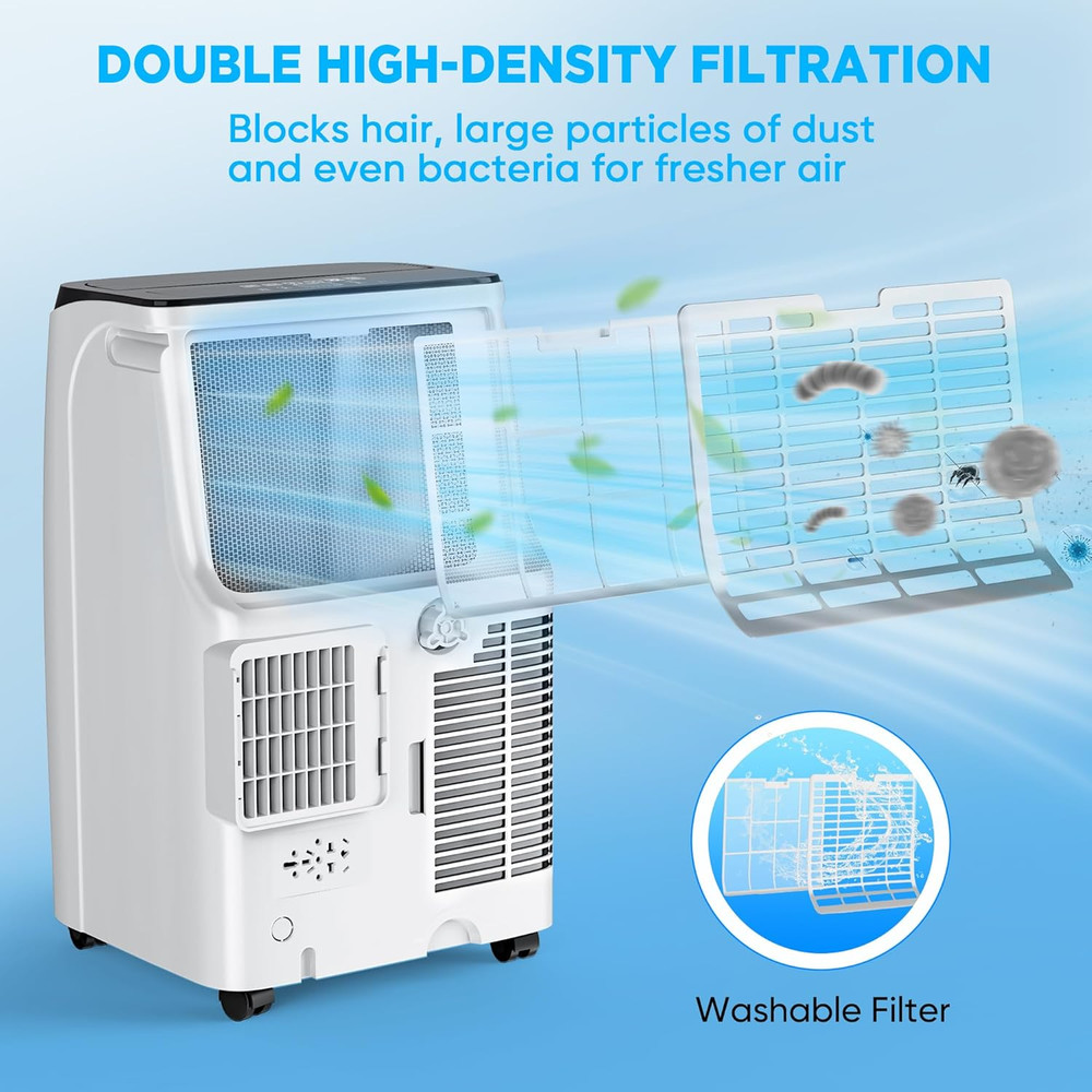 12,000 BTU Portable Air Conditioner Cools up to 500 Sq.Ft, 3-IN-1 Energy Efficie