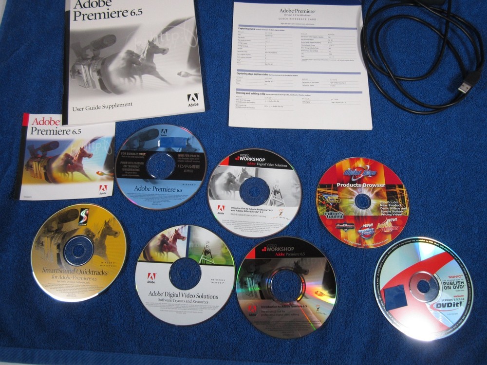 Adobe Premiere 6.5 Smartsound Video Bundle Tutorial Bonus Content Disks Keyboard