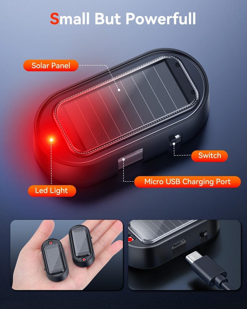 Car Alarm Warning Solar Flash LED Light Fake Security System Anti-theft Signa