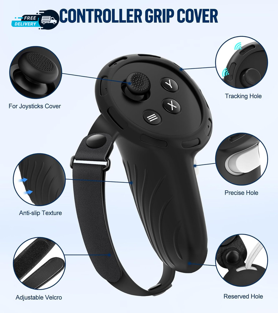 Silicone Cover Set Compatible with Meta/Oculus Quest 3 Accessories Controller