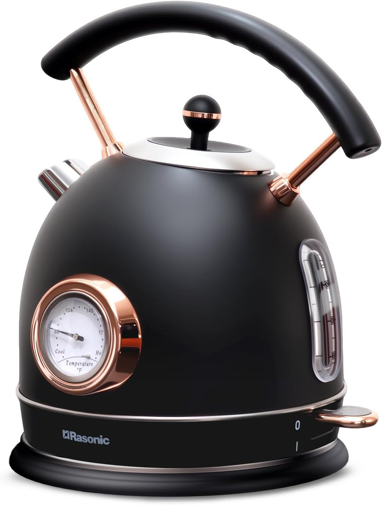 Retro Electric Kettle Stainless Steel, 1.8L Tea Water Boiler, 1500W Fast Quiet B