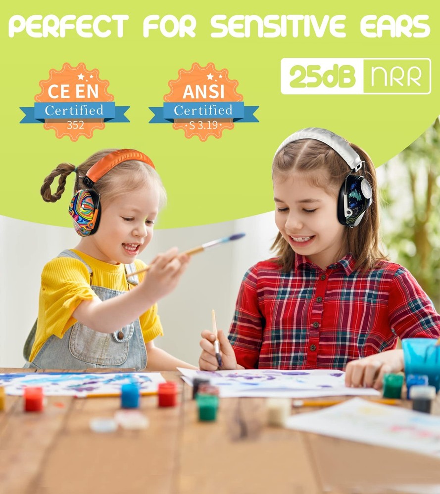 PROHEAR 032 2 Pack Kids Ear Protection, NRR Medium, Lollipop&graffiti Pattern