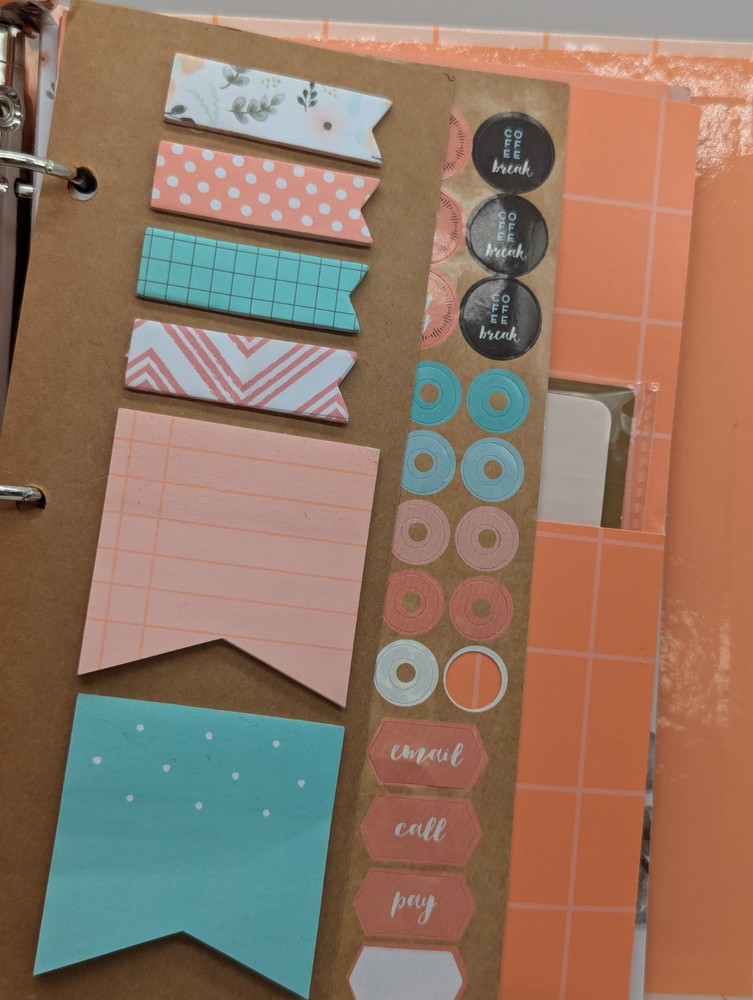 Day Planner W/Multiple Sections, Stickers, Sticky Notes, Pgs For Notes, Pockets
