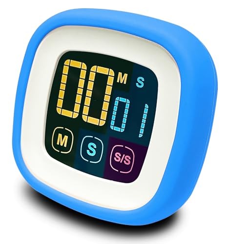 Digital Kitchen Timer, Countdown, Countup, Protective Rubber case, Sky Blue