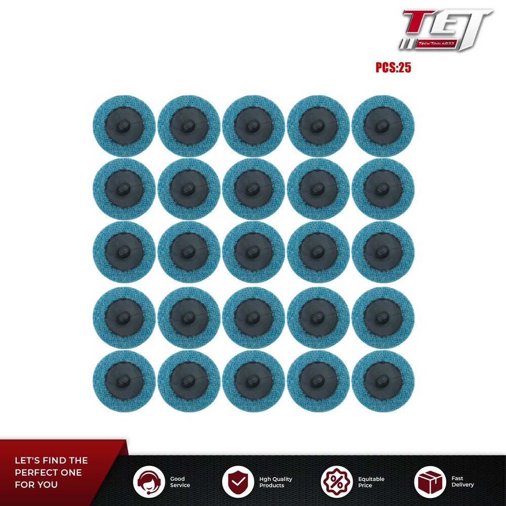 25 Pcs 2" Blue Fine Prep Pad Discs Surface Conditioning Quick Change Discs