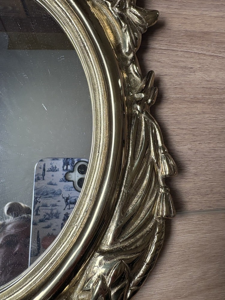 CIVIL WAR ERA SOLID BRASS EAGLE FEDERAL SHIELD MIRROR FRAME VINTAGE