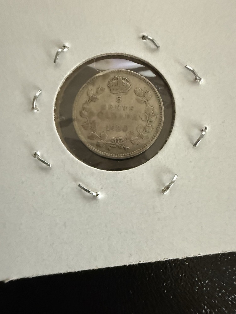 1920 Canada 5 Cent Silver, George V, .800 Silver