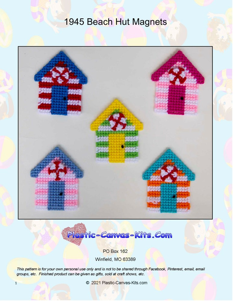 Beach Hut Magnets- Plastic Canvas Pattern or Kit