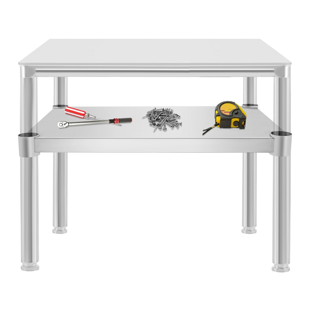 Stainless Steel Adjustable Workbench Tabletop (55x40cm) - Mid-Low Tier Silver