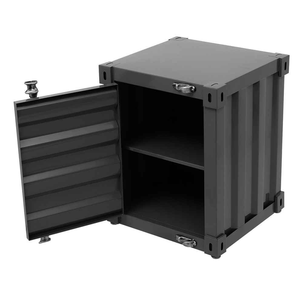 Floorstanding Side Table, Industrial Style Container Cabinet, Iron Bedside Table