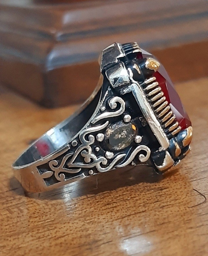 925 SILVER RING Men Solitaire Spinel Ring Sterling Man $