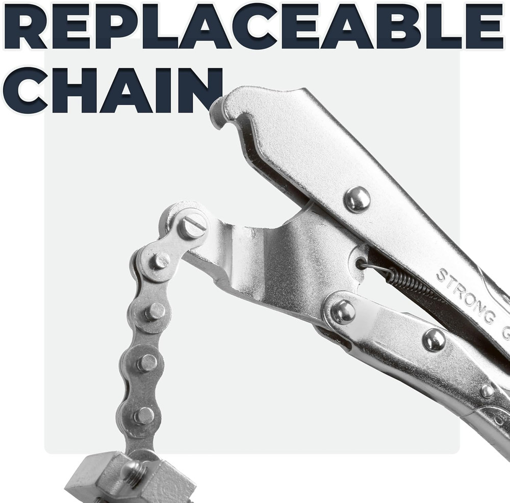 Versatile Adjustable Pipe Alignment Pliers with 48" Chain & Stainless Contacts