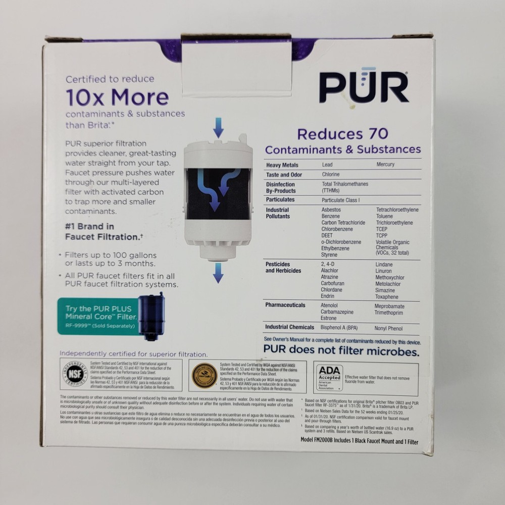 PUR Faucet Filtration System - Black Filter Mount - FM2000B Easy Attachment