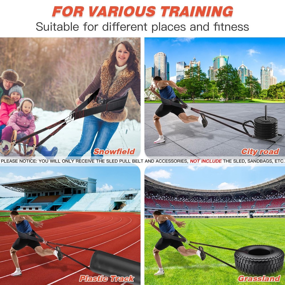 Adjustable Sled Pulling Belt for Strength Training, Agility & Core Workouts