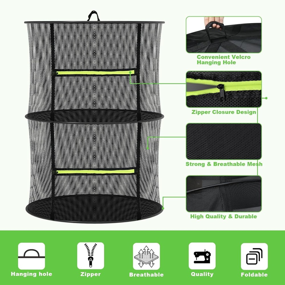 Herb Drying Rack - Mesh - 2 Layers, Black