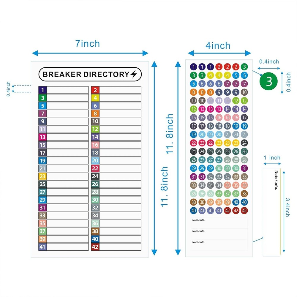 16 Sheets Breaker Panel Labels Electrical Box Sticker Numbers Breaker Panel L...