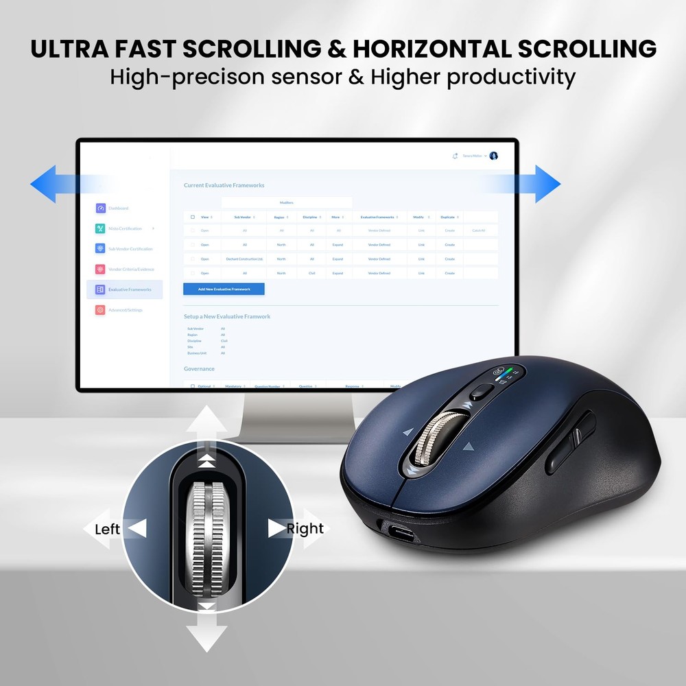 Bluetooth Wireless for Laptop,USB+BT×2,USB-C Charging,Quiet Multi Device ,Met...
