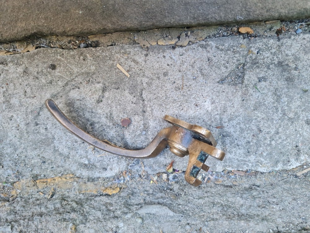 One Single Old Antique Brass Window Latch Handle