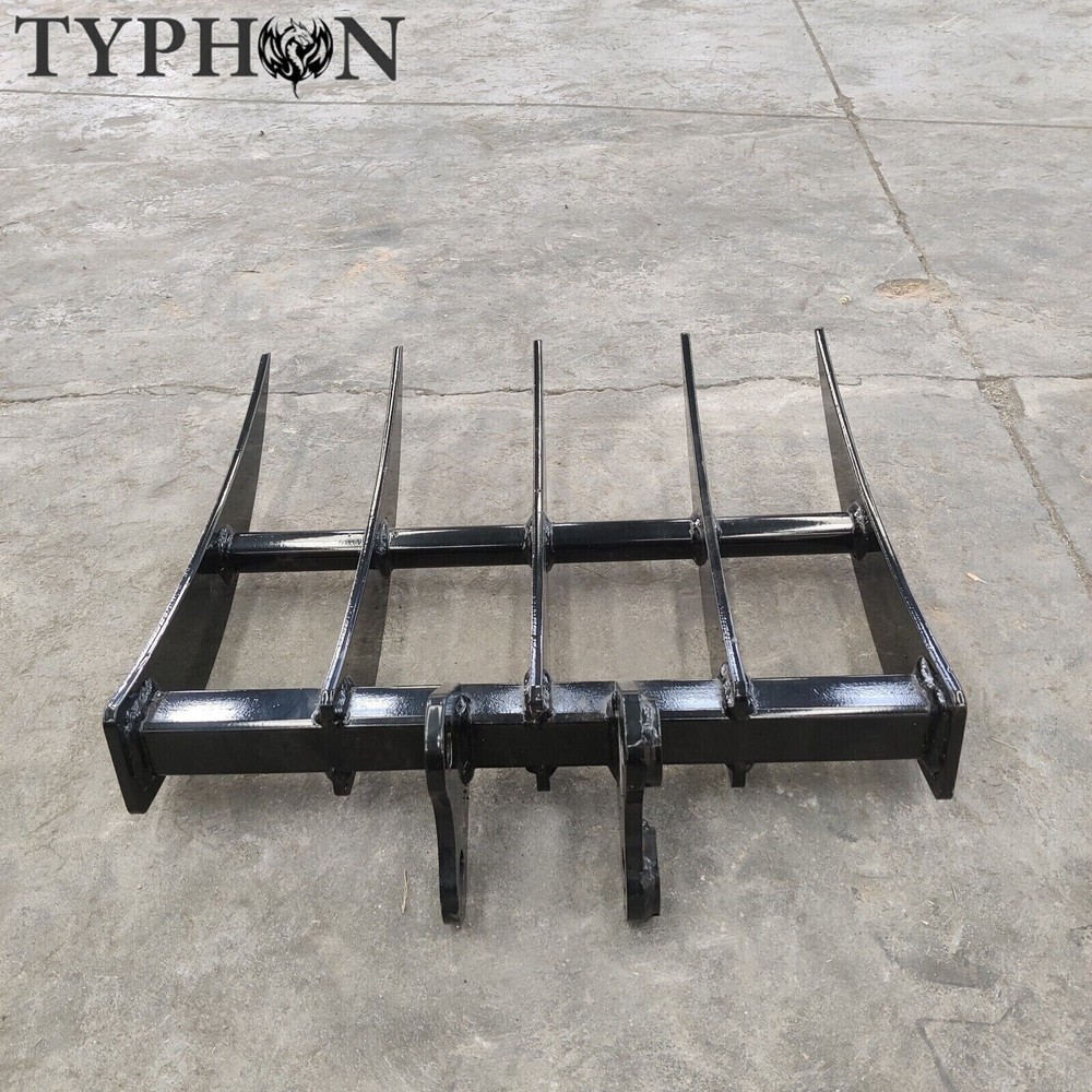 Mini Excavator Attachment TYPHON Rake for Grading, Leveling, Loosening, Removing