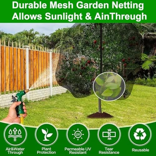 Fruit Tree Netting with Drawstring Zipper, 2 Pack Garden 2 Pack-8 x 8FT(Black)