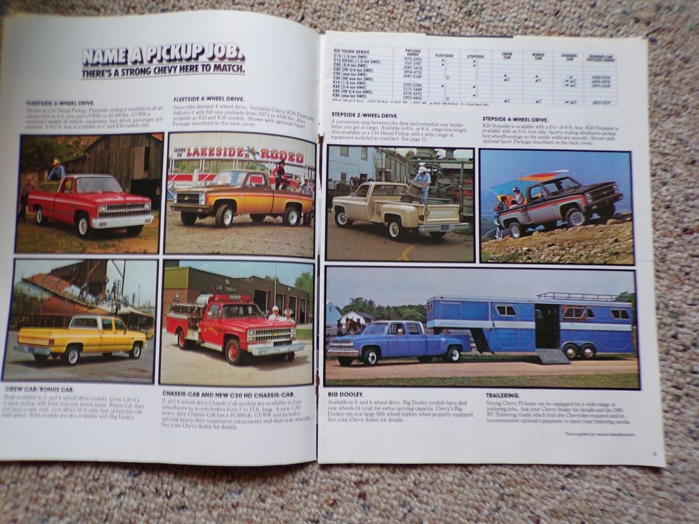 1981 Chevy Pickups Catalog Booklet Fleetside Stepside Big Dooley Chassis Cab