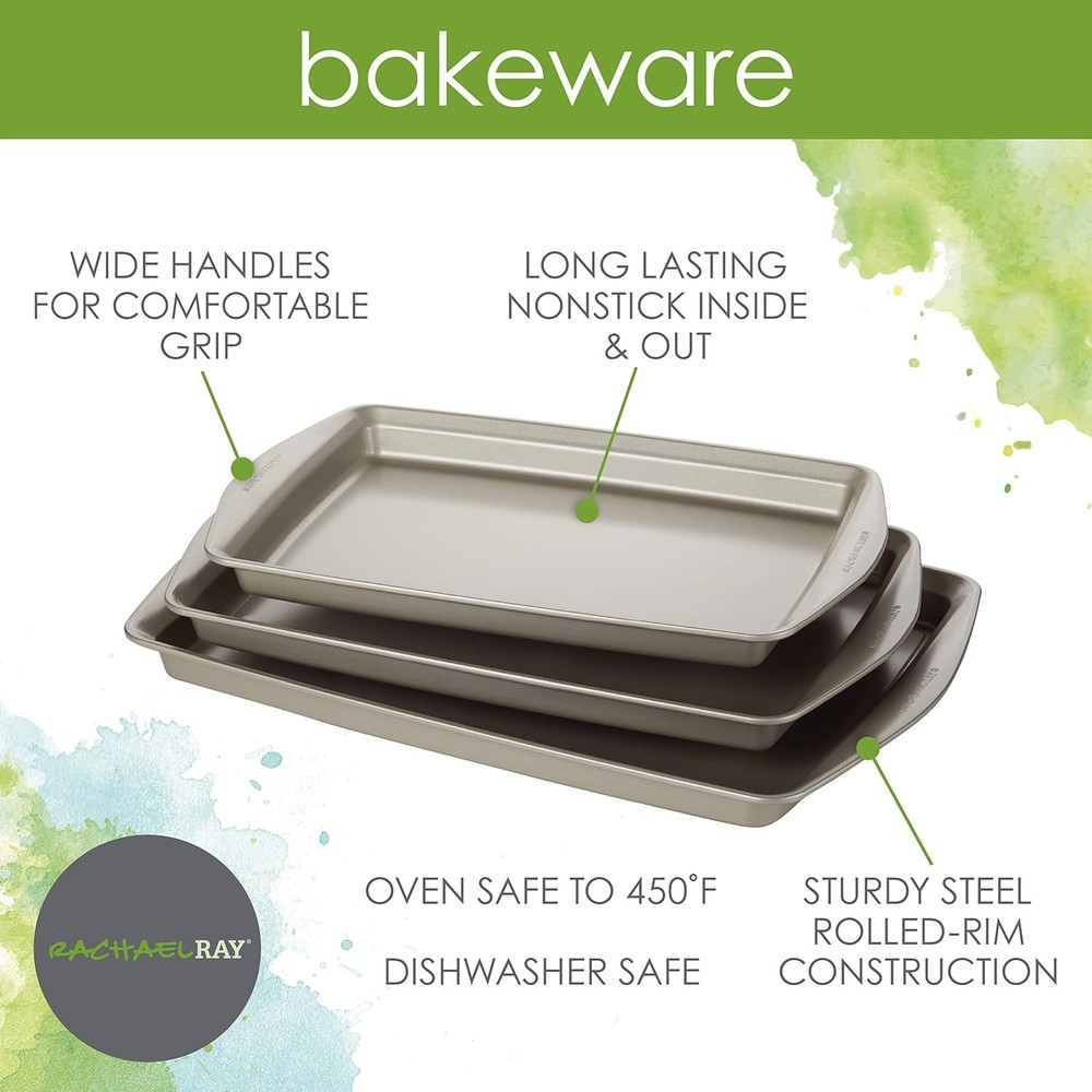 Nonstick Bakeware Set without Grips includes Nonstick Cookie Sheets / Baking