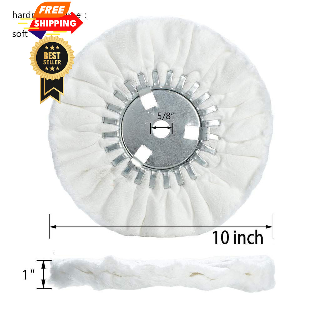 10" Soft Airway Buffing Wheel White Flannel / 5/8'' Arbor -2pcs