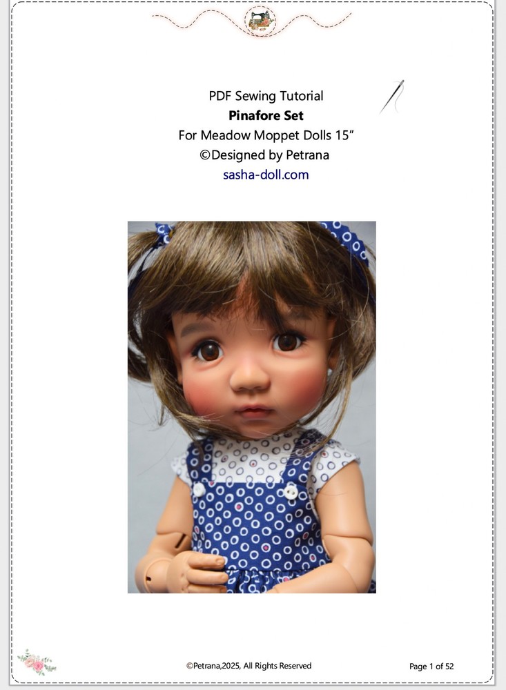 DIGITAL PDF Pattern & Tutorial To Make a Top and Pinafore 4 Meadow Moppet