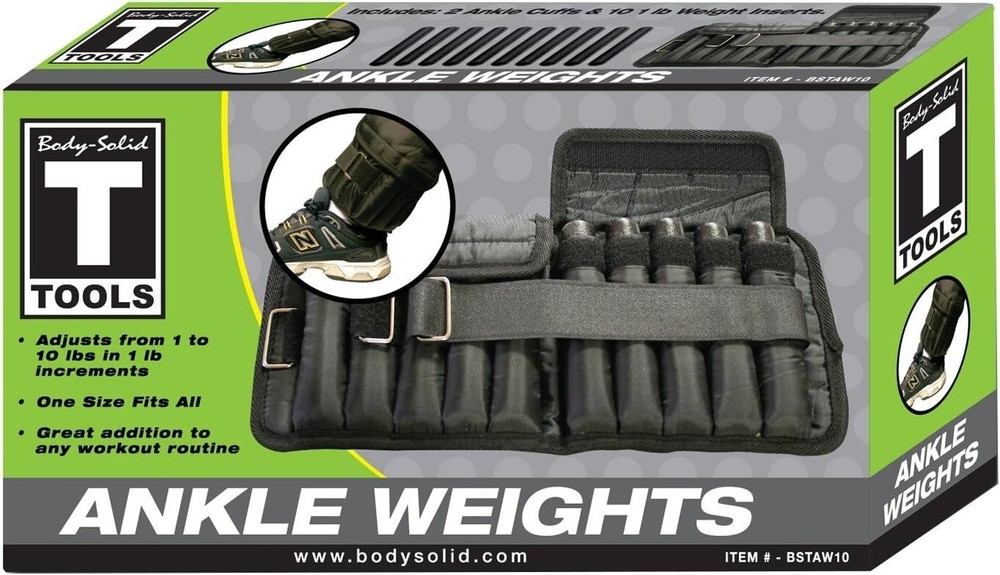 Body-Solid Tools Ankle Weights Pair-Adjustable 5 lb. Leg Weights for Men & Women