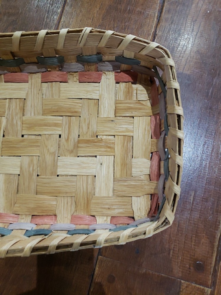 Extra Large Primitive Oak Ash Split 21" X 12" Rectangular Tricolor Basket Tray