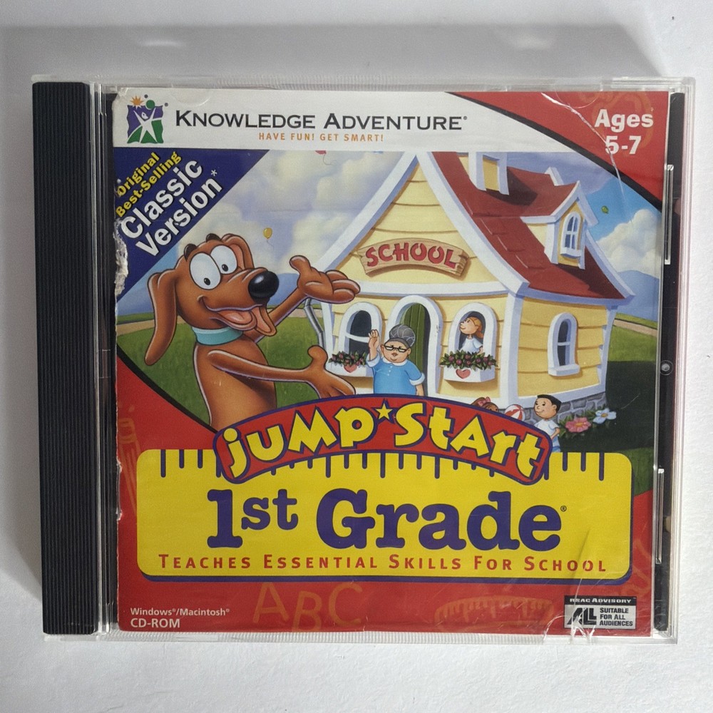 Jump Start 1st Grade Classic Version PC Windows/Mac CD-ROM Rare Game Tested!