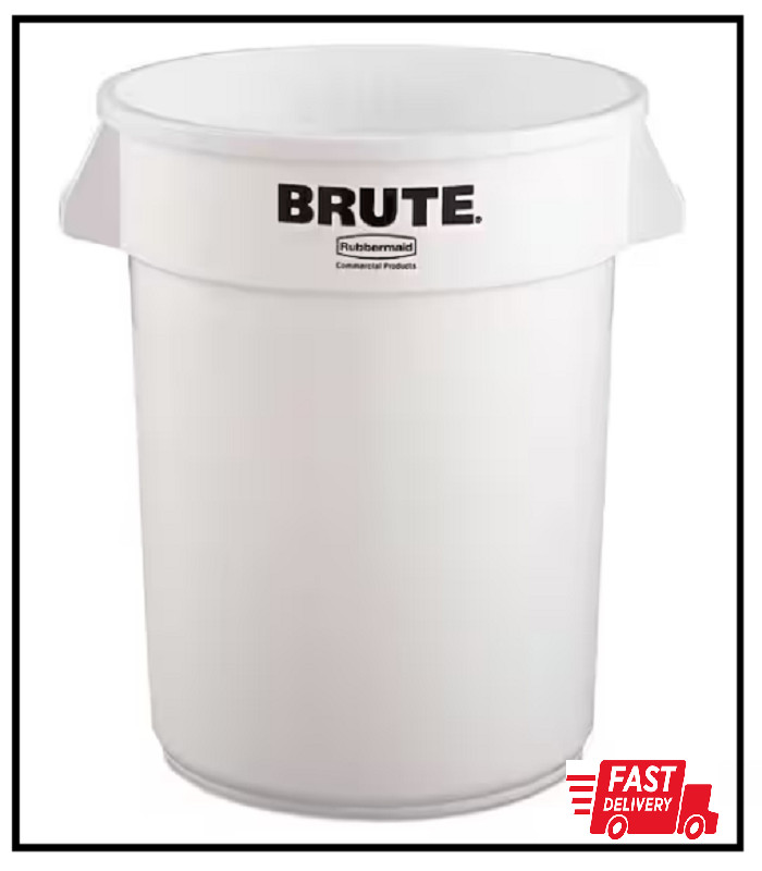 Brute 10 Gal. White Plastic Round Trash Can