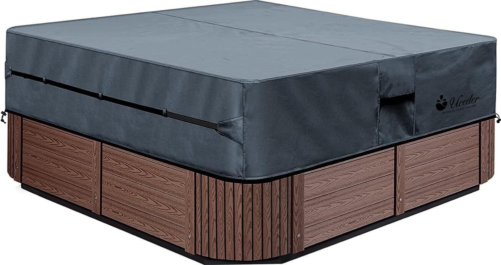 UCEDER Waterproof Hot Tub Cover -Outdoor 76''(L)x76''(W)x20''(H), Dark Gray
